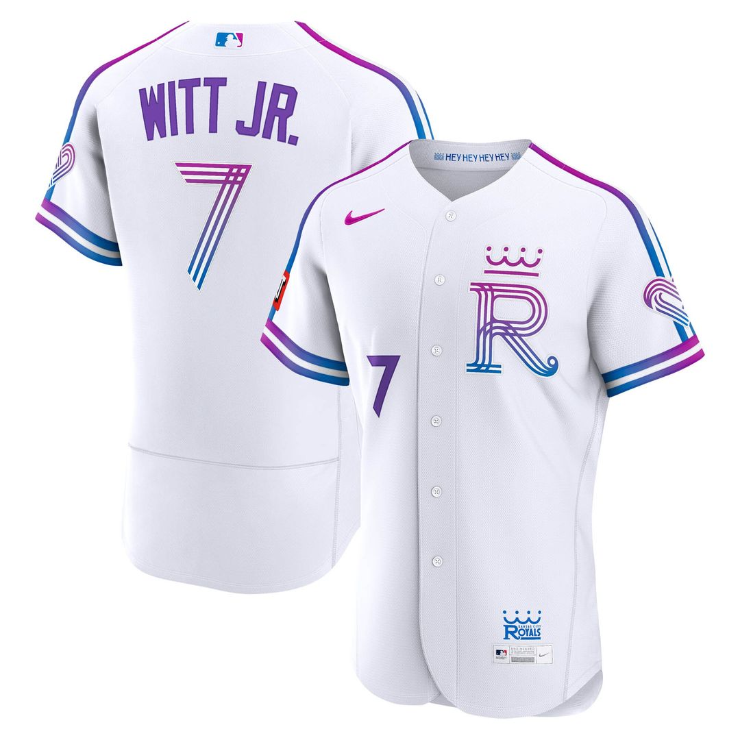 Kansas City Royals Bobby Witt Jr. Nike 2026 City Connect Authentic Sponsor Patch Jersey - White MLB Team Jersey Baseball Fan Apparel