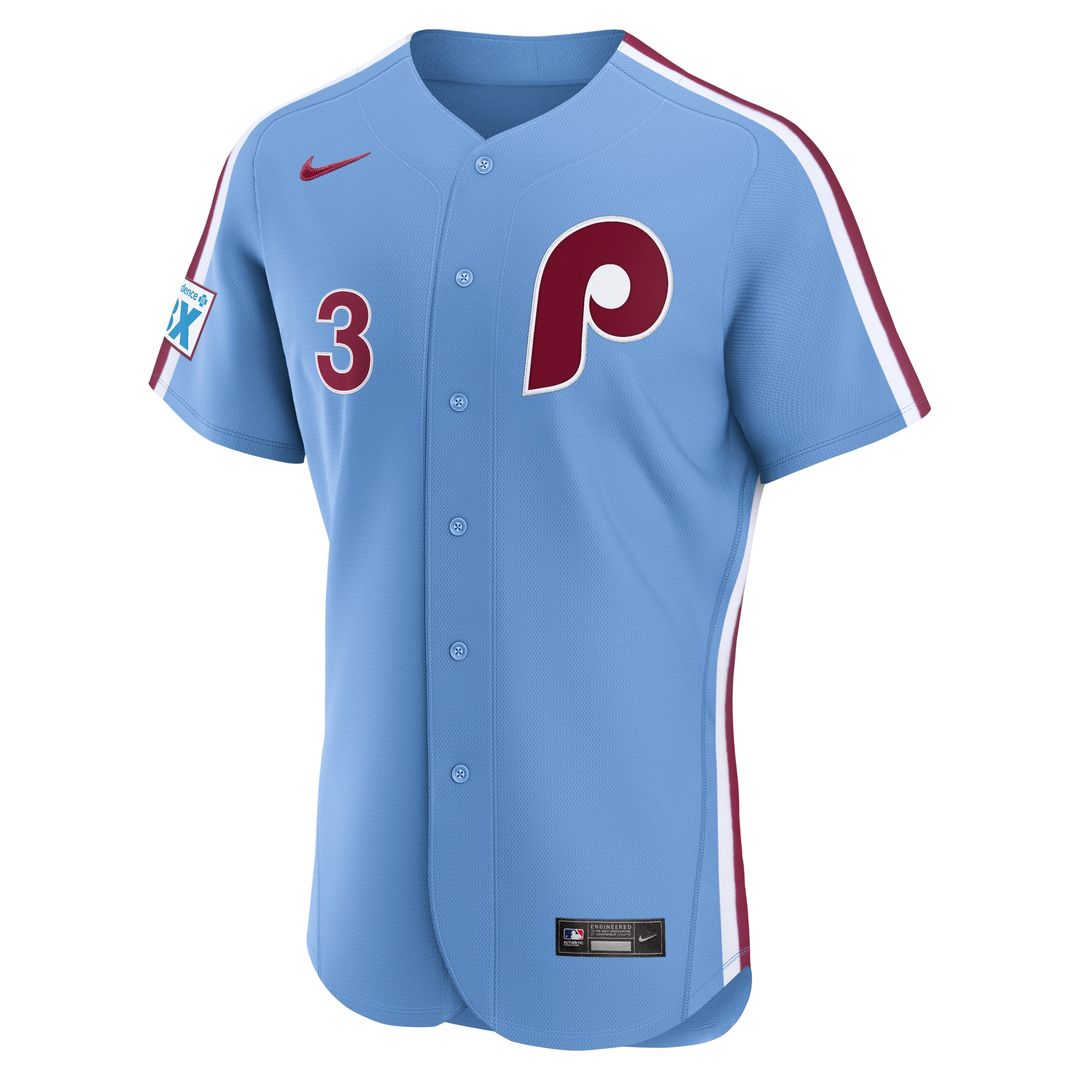 Philadelphia Phillies Bryce Harper Nike Alternate Authentic Sponsor Patch Jersey - Light Blue MLB Team Jersey Baseball Fan Apparel