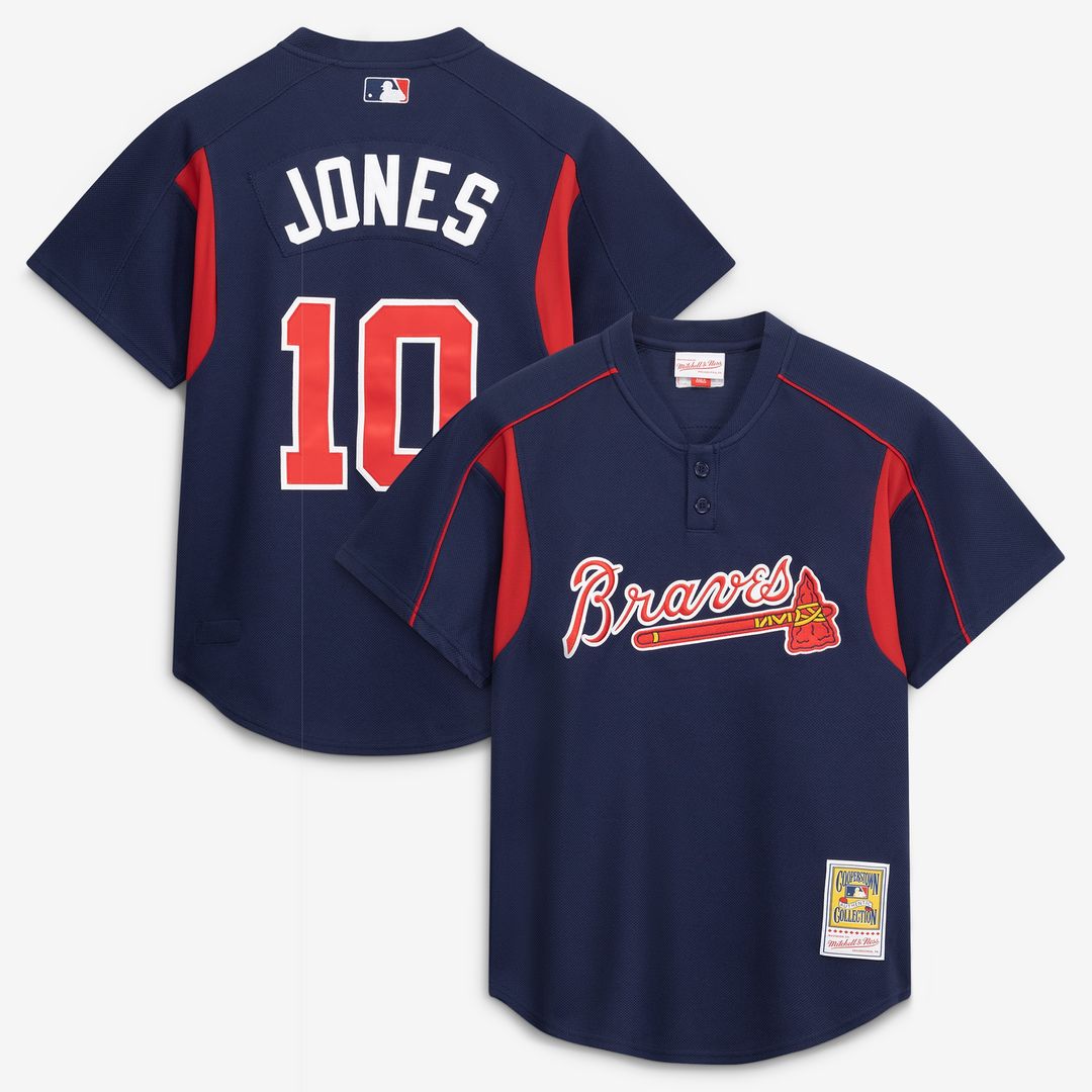 Atlanta Braves Chipper Jones Mitchell & Ness Authentic Batting Practice Jersey - Navy MLB Team Jersey Baseball Fan Apparel