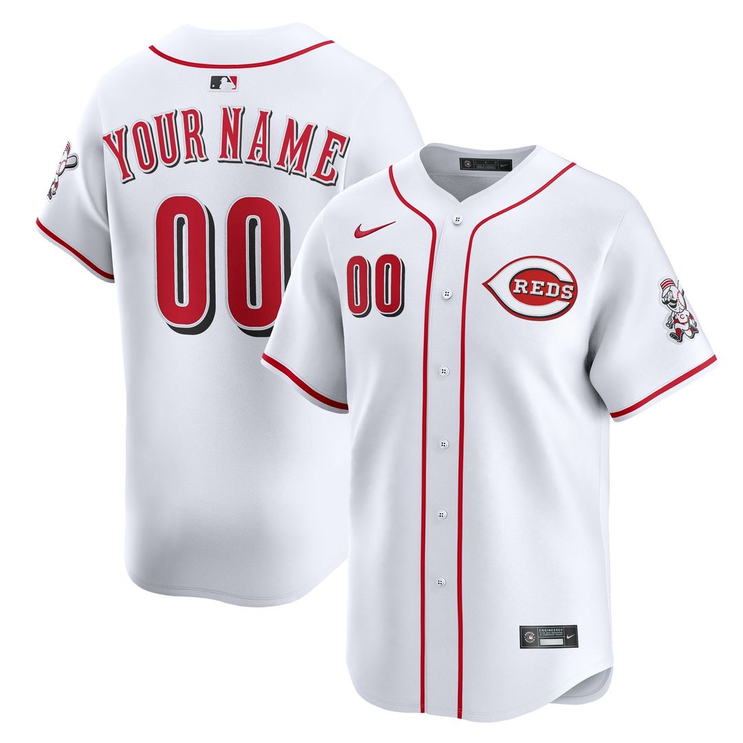 Cincinnati Reds Nike Home Limited Custom Jersey - White MLB Team Jersey Baseball Fan Apparel