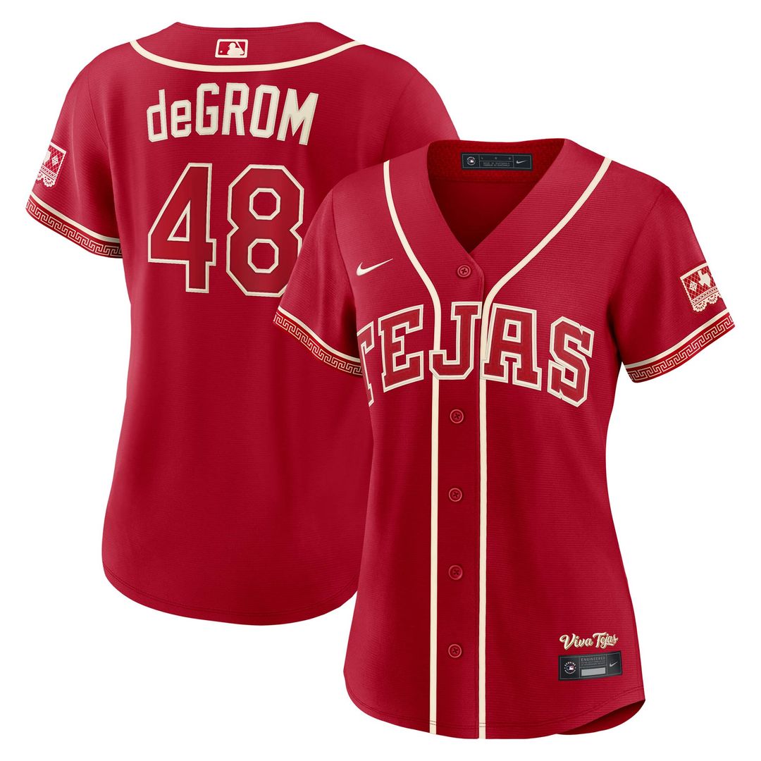 Texas Rangers Jacob deGrom Nike Women's 2026 City Connect Stadium Jersey - Red MLB Team Jersey Baseball Fan Apparel