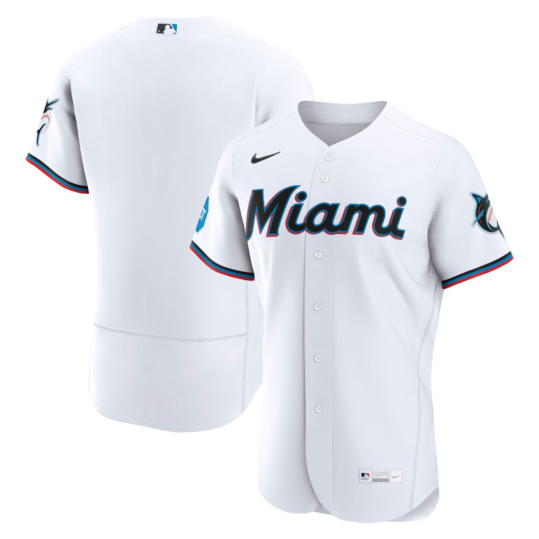 Miami Marlins Nike Home Authentic Jersey - White MLB Team Jersey Baseball Fan Apparel