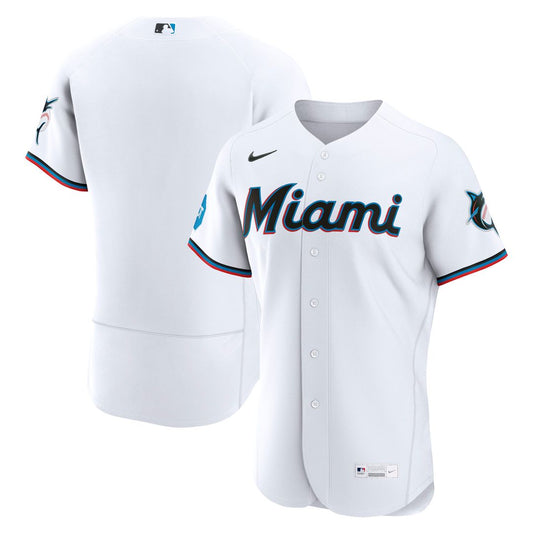 Miami Marlins Nike Home Authentic Jersey - White MLB Team Jersey Baseball Fan Apparel