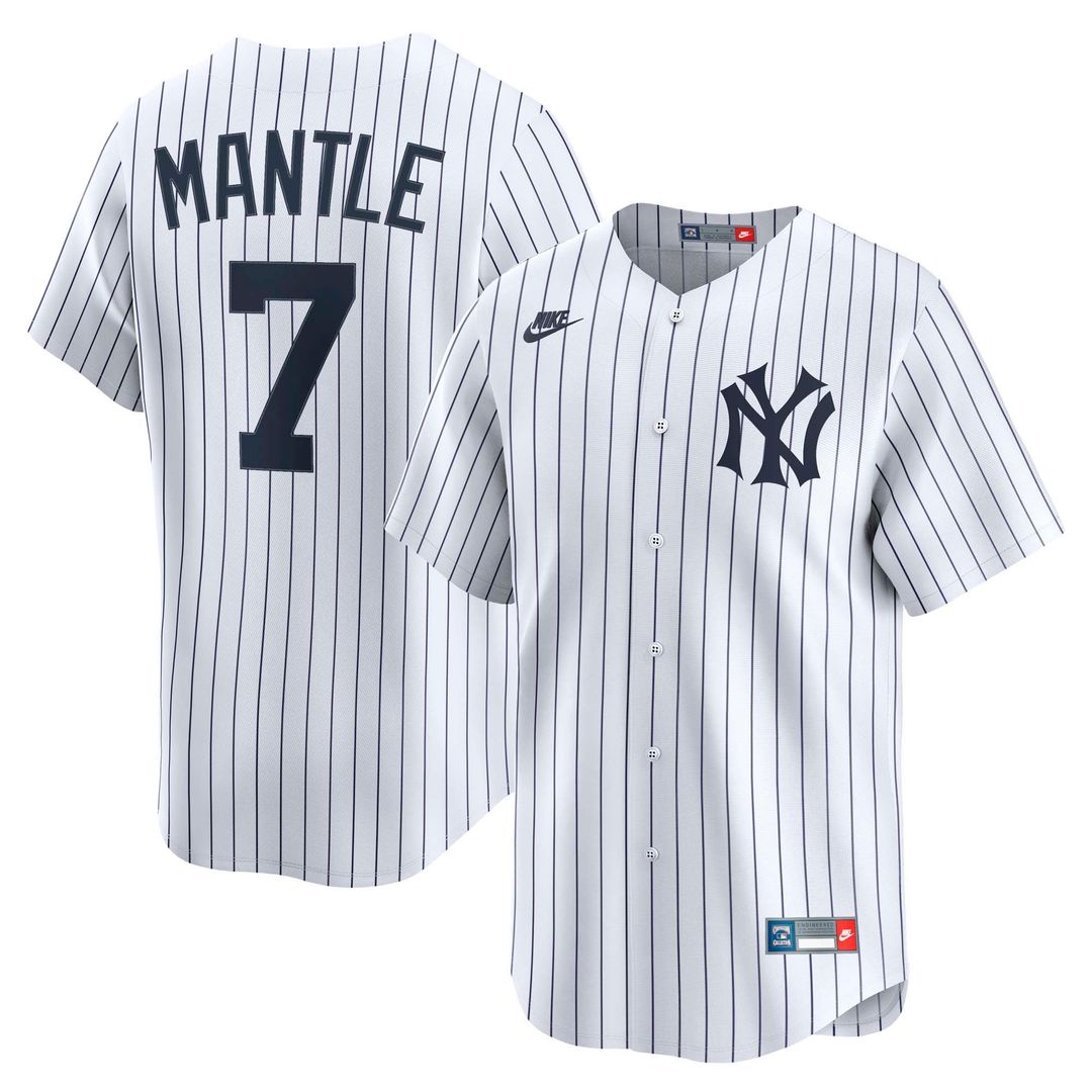 New York Yankees Mickey Mantle Nike Throwback Cooperstown Limited Jersey - White MLB Team Jersey Baseball Fan Apparel
