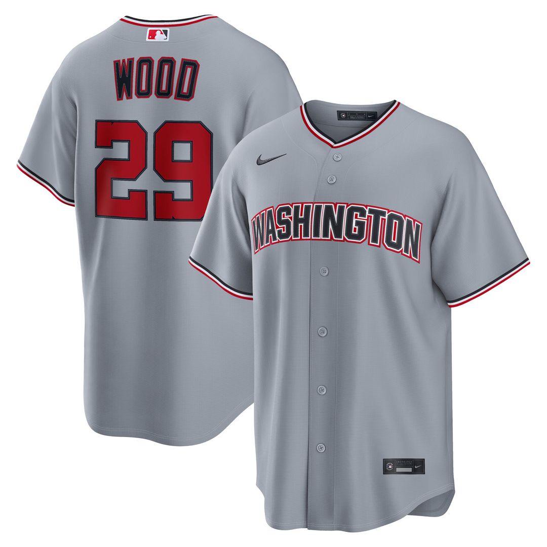 Washington Nationals James Wood Nike Road Replica Jersey - Gray MLB Team Jersey Baseball Fan Apparel