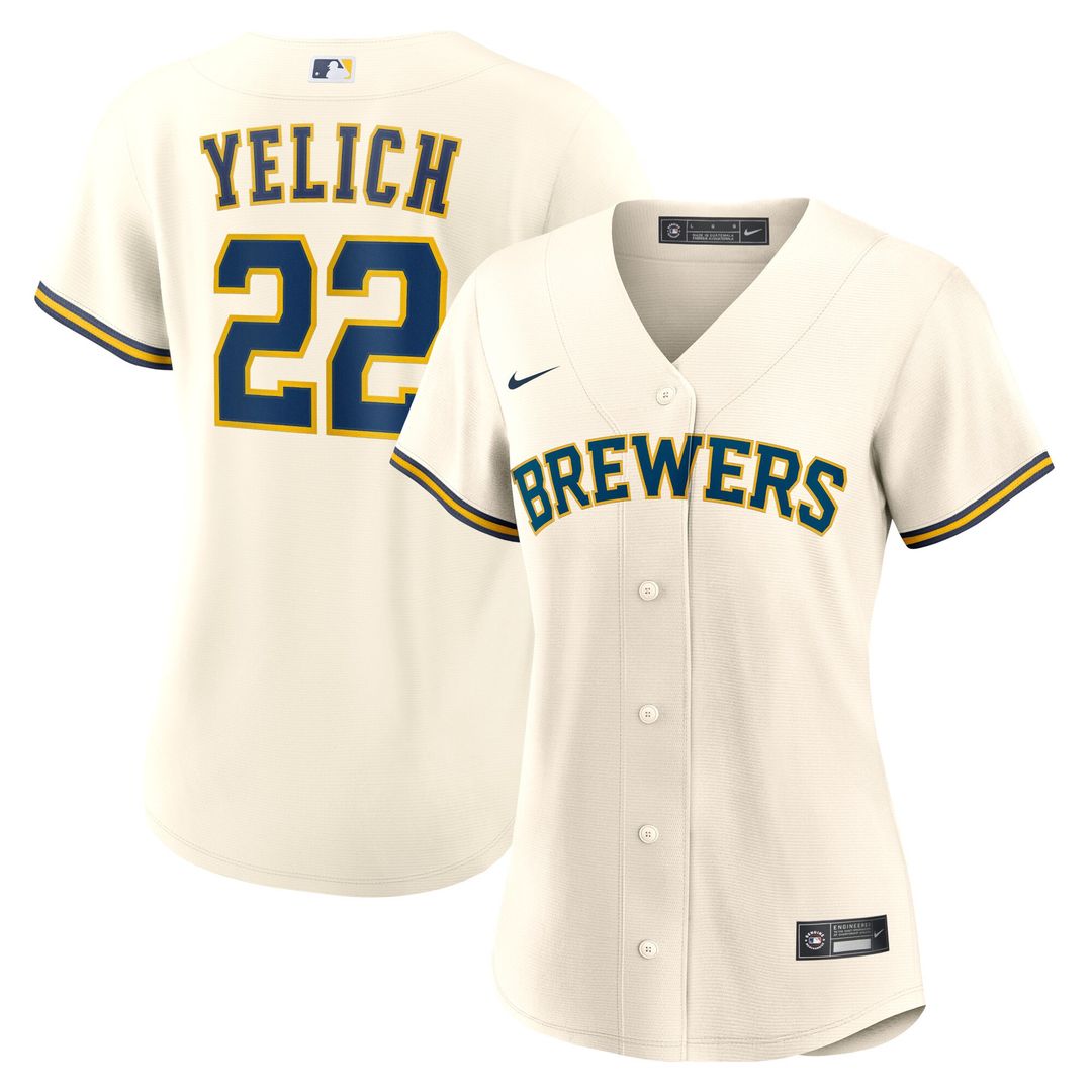 Milwaukee Brewers Christian Yelich Nike Women's Home Replica Player Jersey - Cream MLB Team Jersey Baseball Fan Apparel