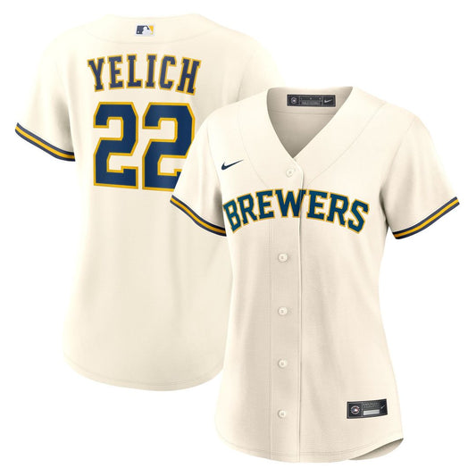 Milwaukee Brewers Christian Yelich Nike Women's Home Replica Player Jersey - Cream MLB Team Jersey Baseball Fan Apparel