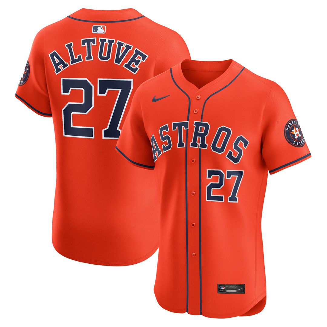 Houston Astros Jose Altuve Nike Alternate Elite Player Jersey - Orange MLB Team Jersey Baseball Fan Apparel