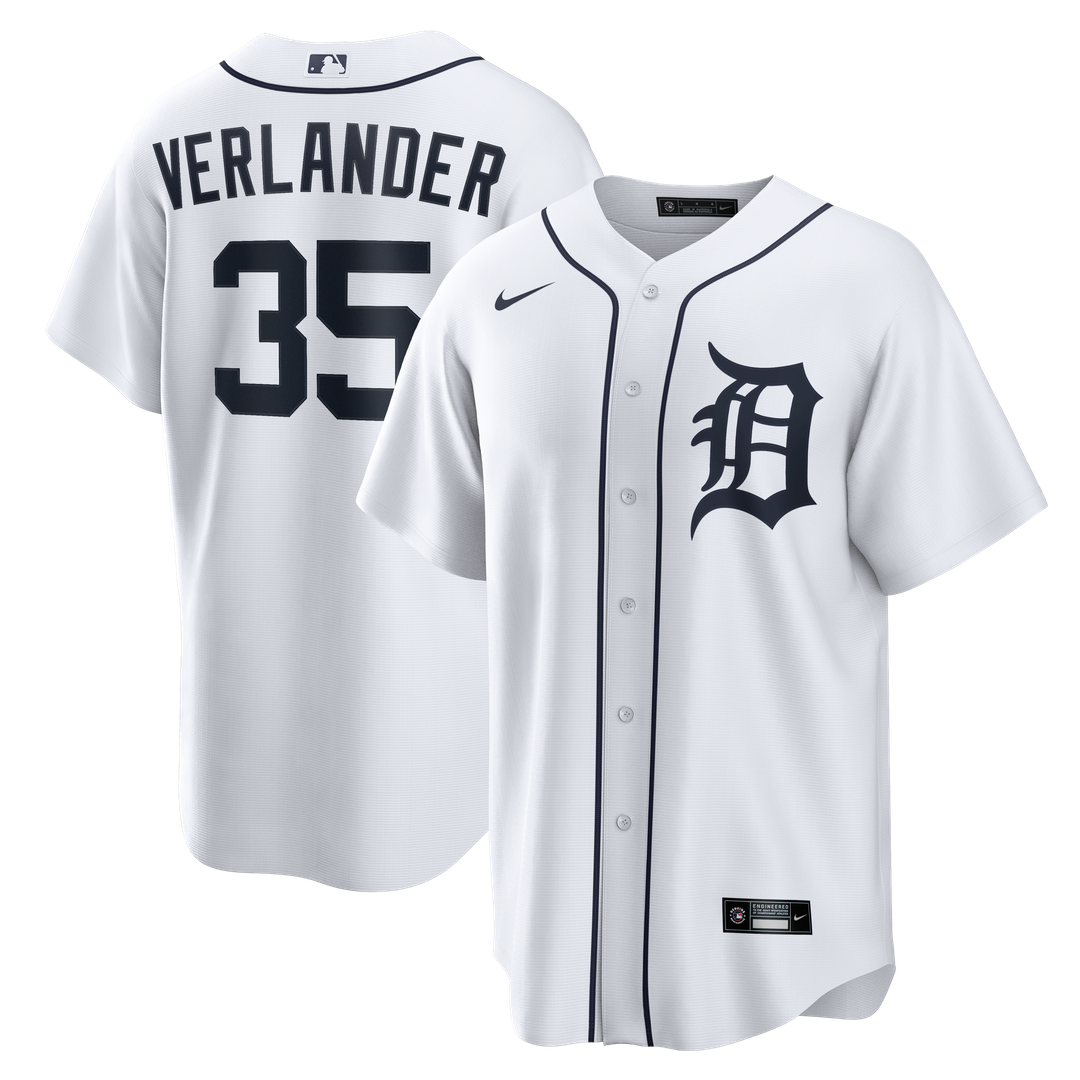 Detroit Tigers Justin Verlander Nike Home Replica Jersey - White MLB Team Jersey Baseball Fan Apparel