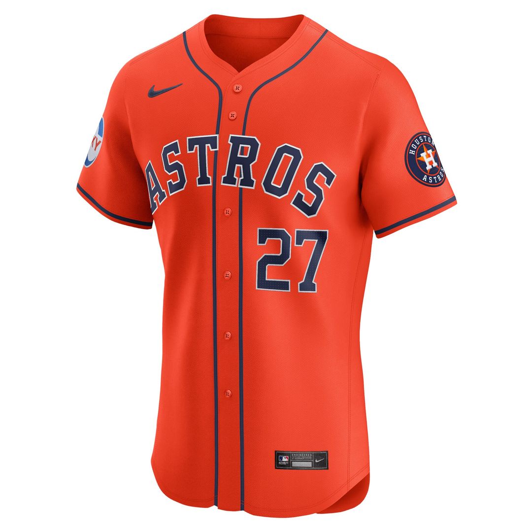 Houston Astros Jose Altuve Nike Alternate Elite Sponsor Patch Player Jersey - Orange MLB Team Jersey Baseball Fan Apparel