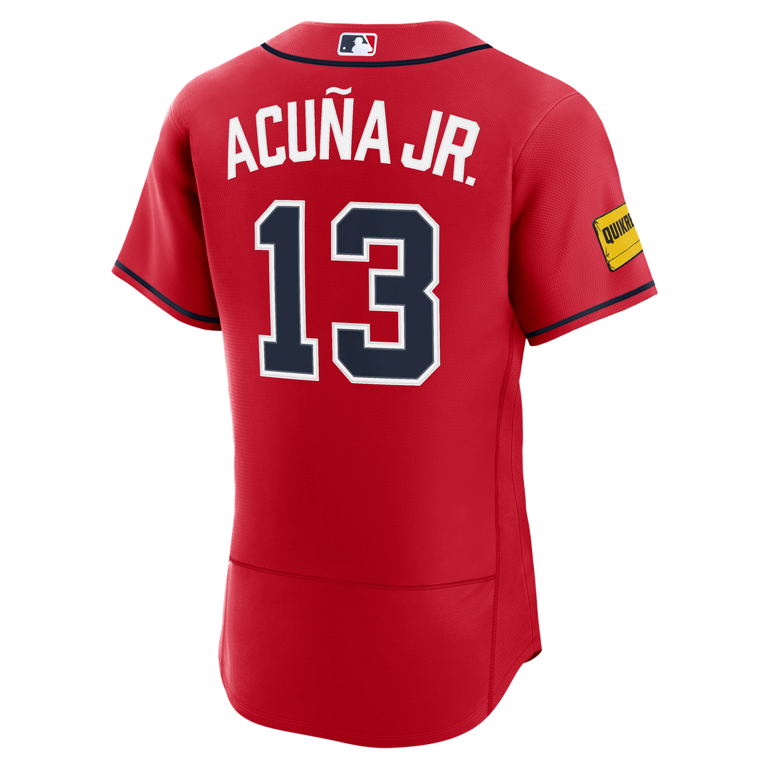 Atlanta Braves Ronald Acuña Jr. Nike Alternate Authentic Sponsor Patch Jersey - Red MLB Team Jersey Baseball Fan Apparel