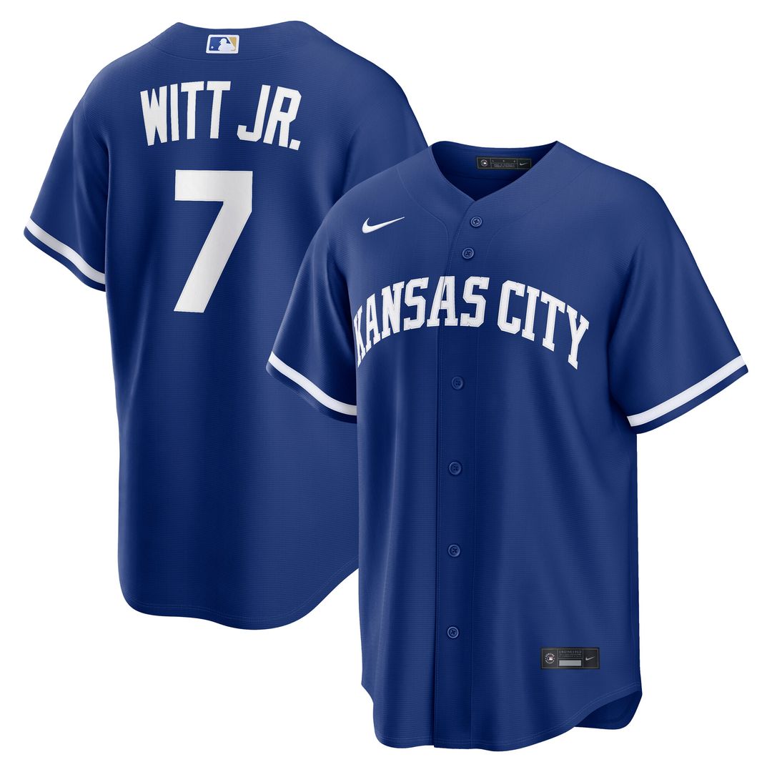 Kansas City Royals Bobby Witt Jr. Nike Alternate Replica Jersey - Light Blue MLB Team Jersey Baseball Fan Apparel