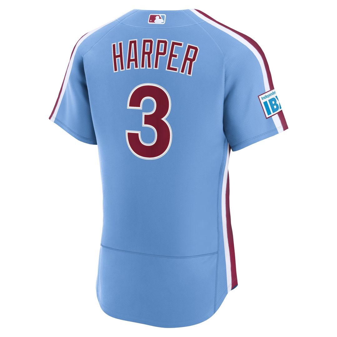 Philadelphia Phillies Bryce Harper Nike Home Authentic Sponsor Patch Jersey - White MLB Team Jersey Baseball Fan Apparel