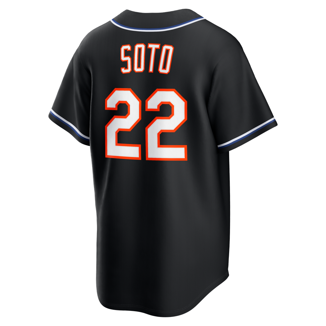 New York Mets Juan Soto Nike Fashion Replica Black Out Jersey MLB Team Jersey Baseball Fan Apparel