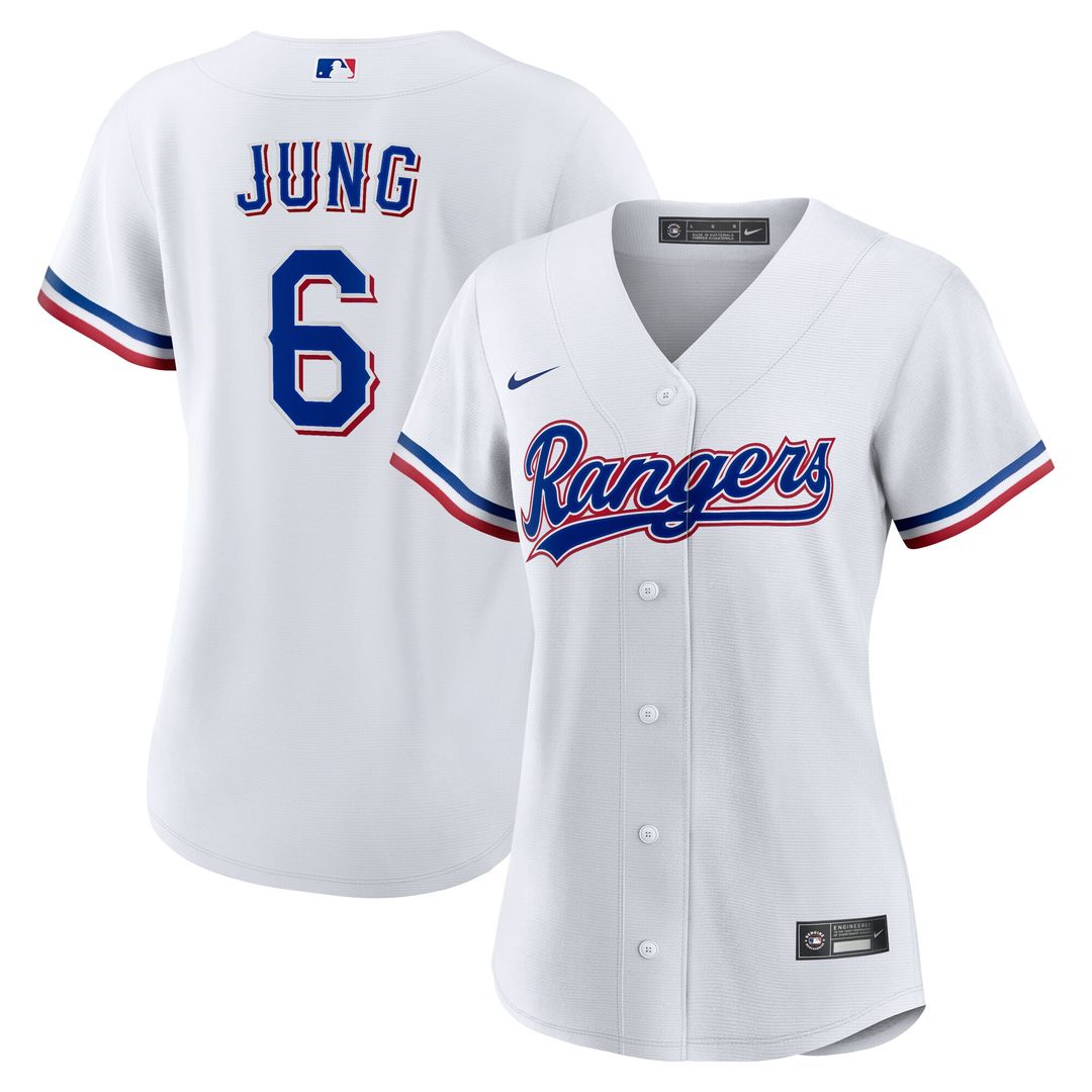 Texas Rangers Josh Jung Nike Women's Home Replica Jersey - White MLB Team Jersey Baseball Fan Apparel