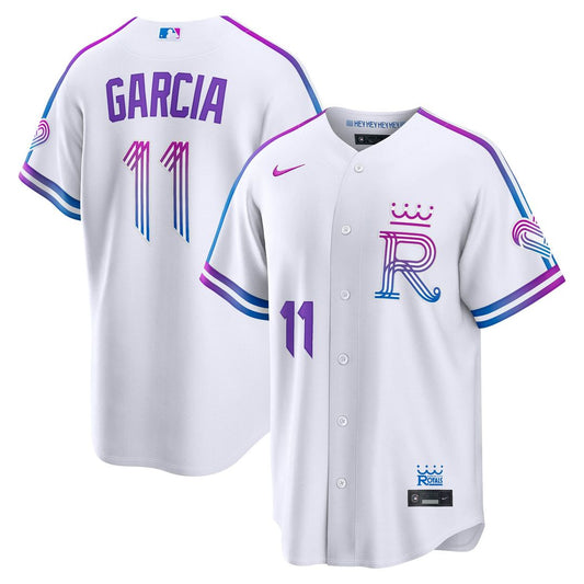 Kansas City Royals Maikel Garcia Nike 2026 City Connect Stadium Jersey - White MLB Team Jersey Baseball Fan Apparel