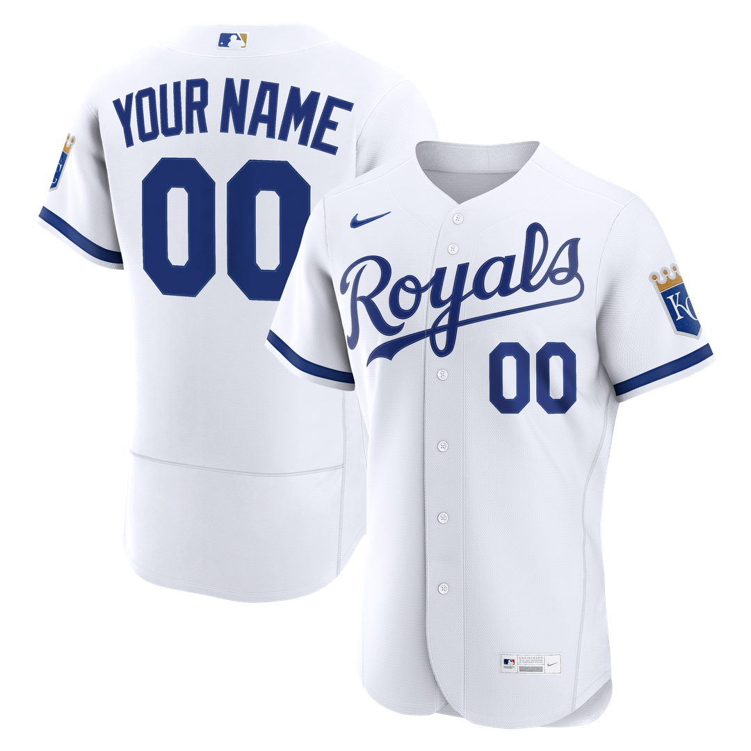 Kansas City Royals Nike Home Authentic Custom Jersey - White MLB Team Jersey Baseball Fan Apparel
