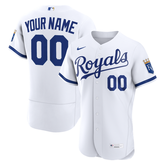 Kansas City Royals Nike Home Authentic Custom Jersey - White MLB Team Jersey Baseball Fan Apparel