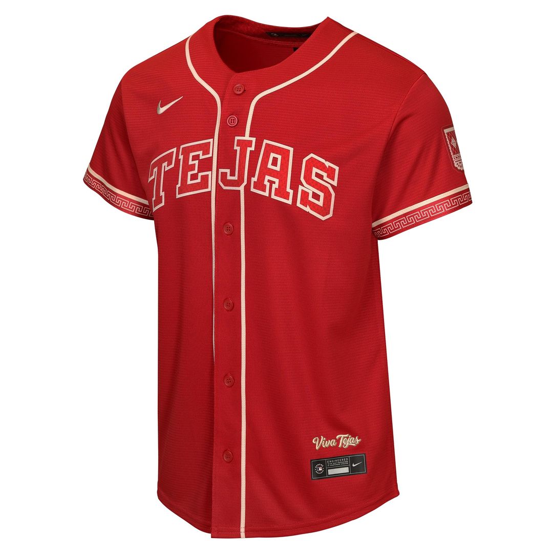 Texas Rangers Jacob deGrom Nike Youth 2026 City Connect Stadium Jersey - Red MLB Team Jersey Baseball Fan Apparel