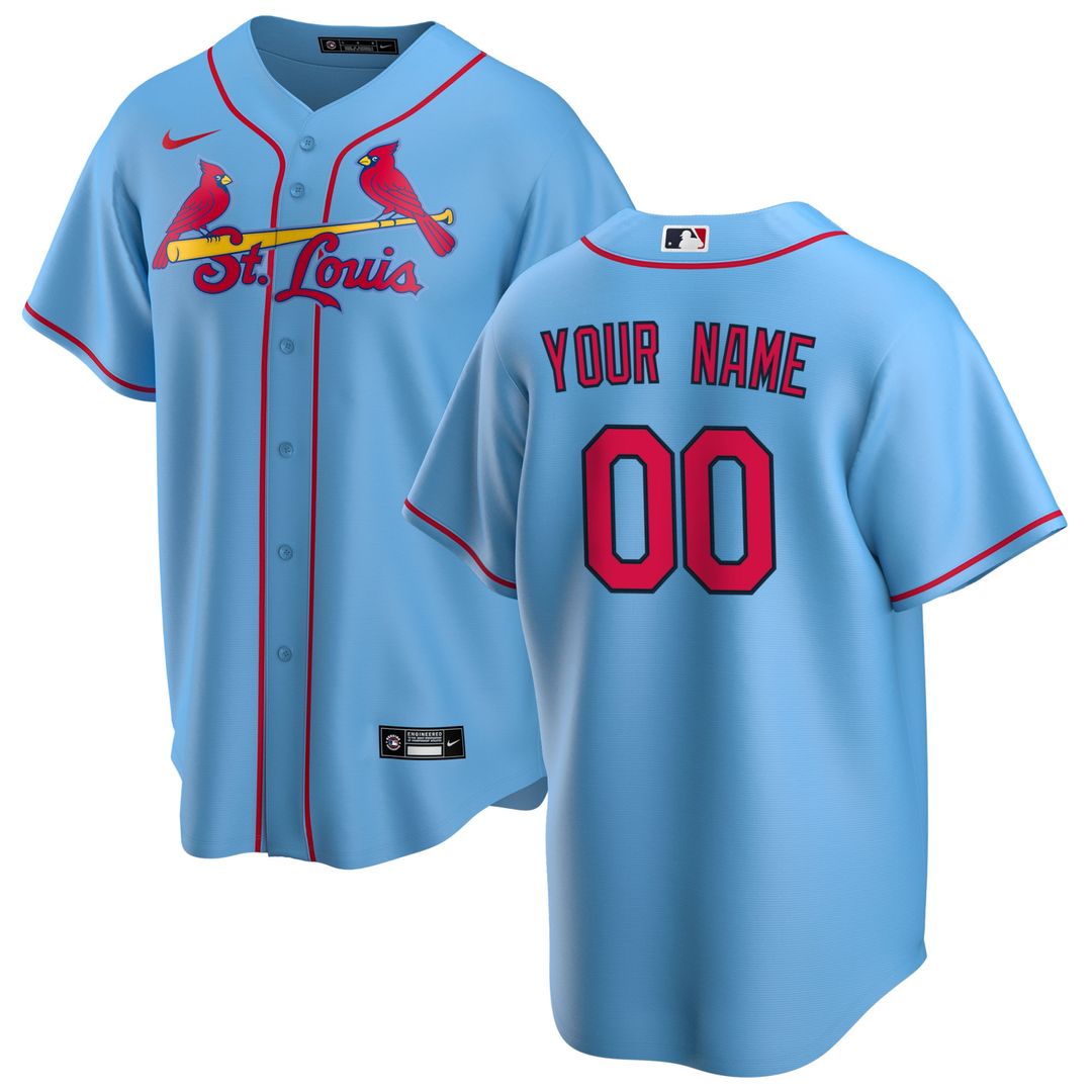 St. Louis Cardinals Nike Alternate Replica Custom Jersey - Light Blue MLB Team Jersey Baseball Fan Apparel
