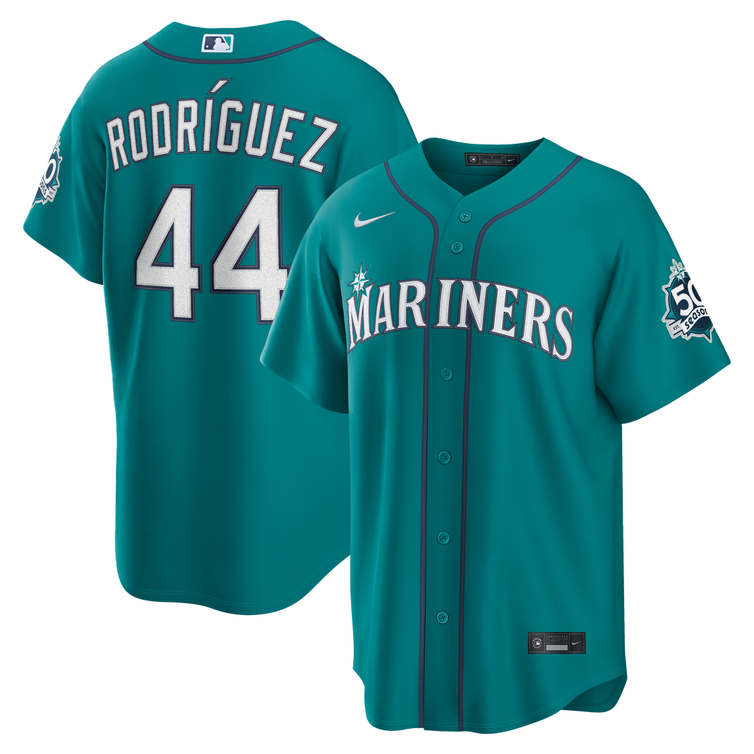 Seattle Mariners Julio Rodríguez Nike Alternate Stadium 50th Season Patch Jersey - Teal MLB Team Jersey Baseball Fan Apparel