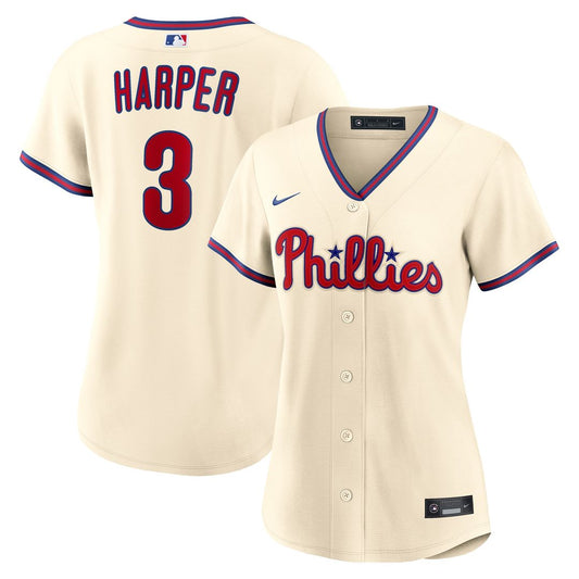 Philadelphia Phillies Bryce Harper Nike Women's Alternate Replica Jersey - Cream MLB Team Jersey Baseball Fan Apparel