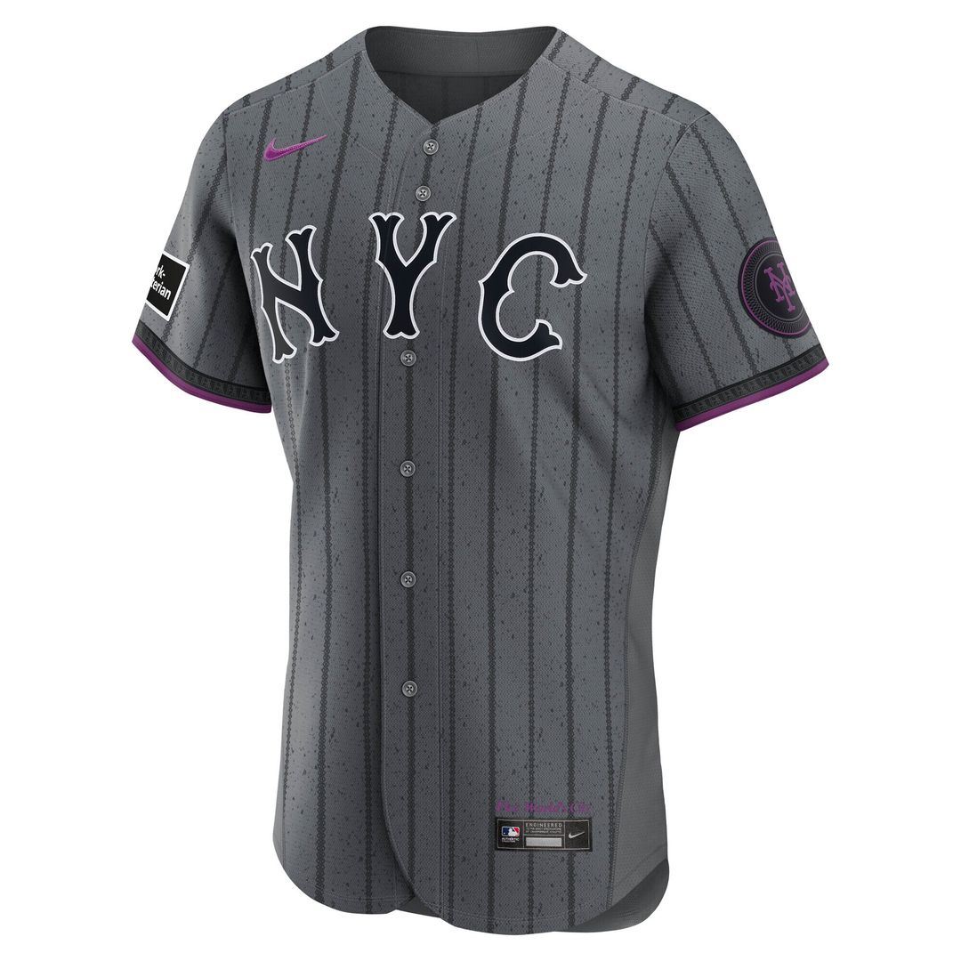 New York Mets Francisco Lindor Nike City Connect Authentic Sponsor Patch Jersey - Gray MLB Team Jersey Baseball Fan Apparel