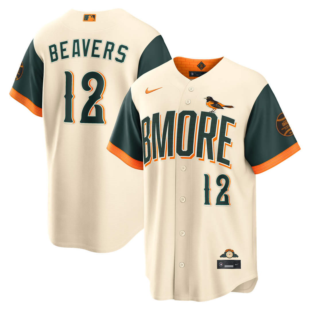 Baltimore Orioles Dylan Beavers Nike 2026 City Connect Stadium Jersey - Cream MLB Team Jersey Baseball Fan Apparel