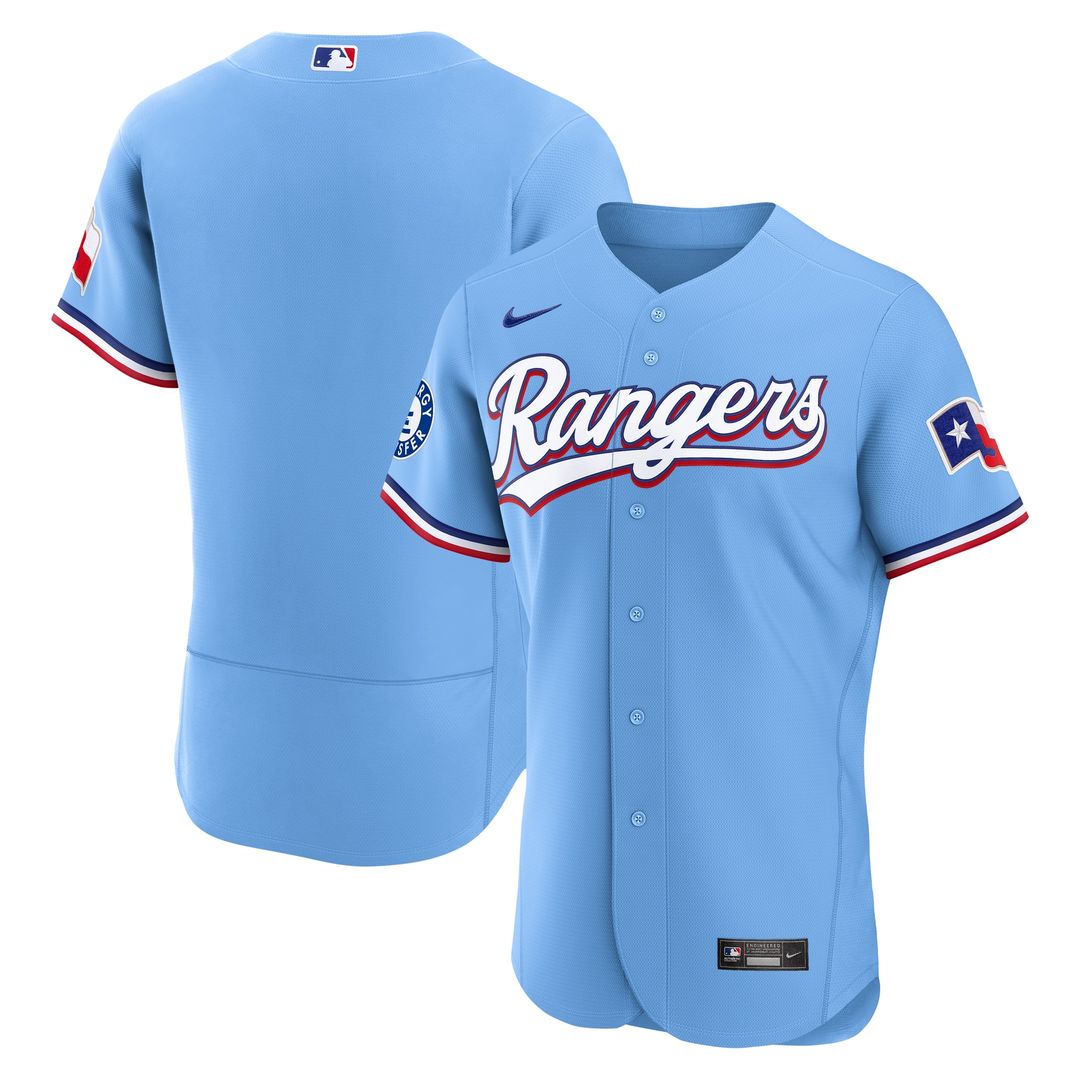 Texas Rangers Nike Alternate Authentic Jersey - Light Blue MLB Team Jersey Baseball Fan Apparel