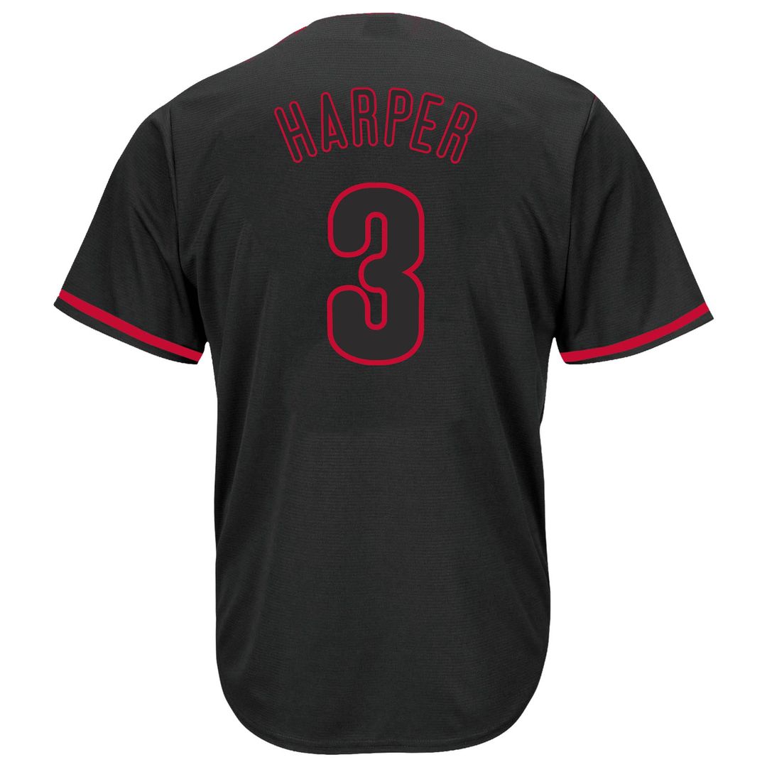 Philadelphia Phillies Bryce Harper Profile Big & Tall Pop Fashion Jersey - Black MLB Team Jersey Baseball Fan Apparel