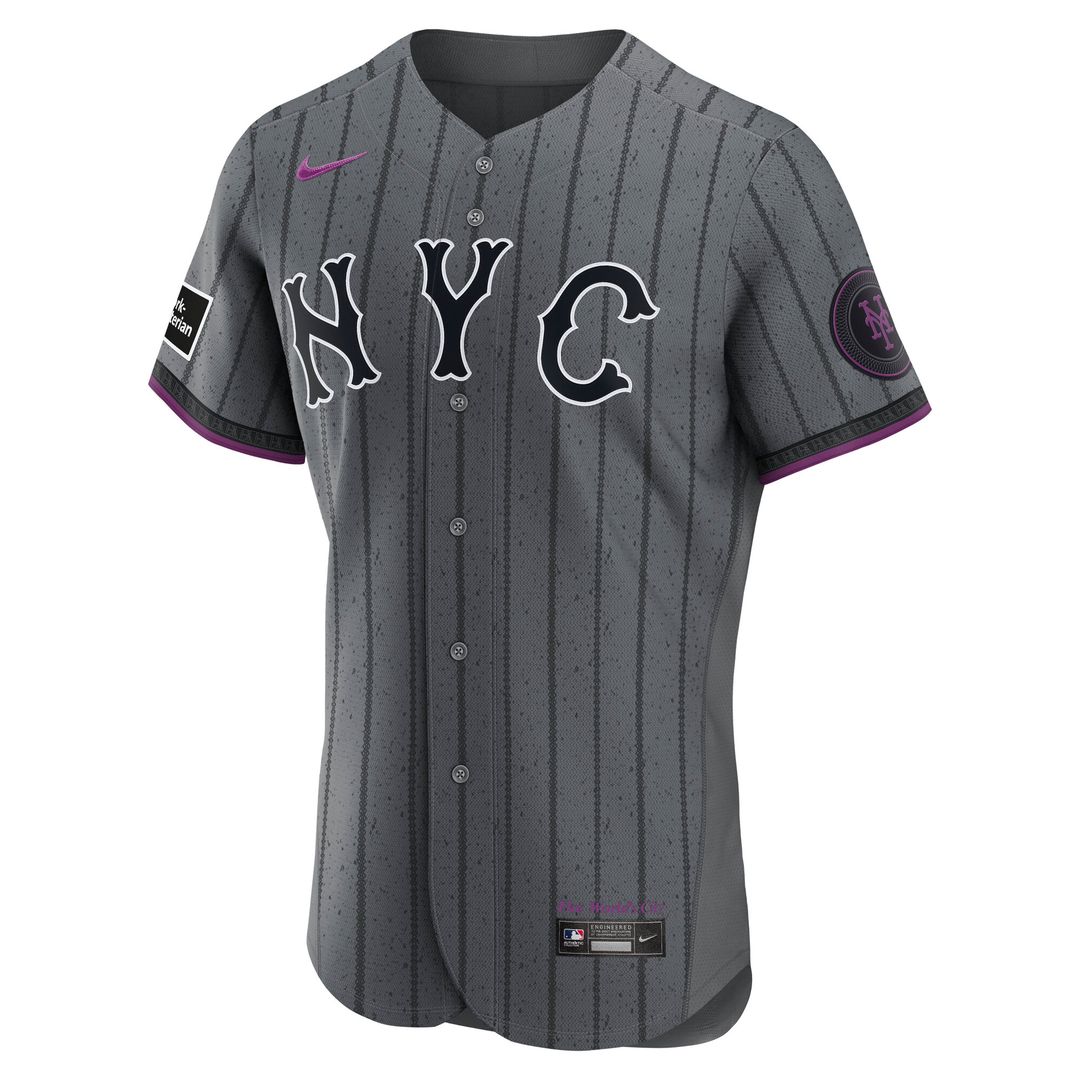 New York Mets Nike City Connect Authentic Sponsor Patch Jersey - Gray MLB Team Jersey Baseball Fan Apparel