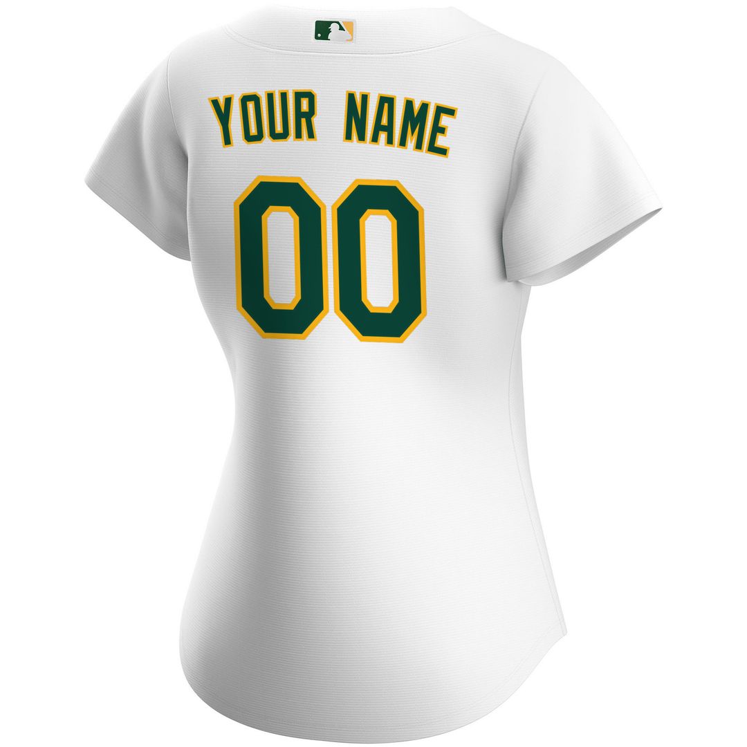 Athletics Nike Women's Home Replica Custom Jersey - White MLB Team Jersey Baseball Fan Apparel