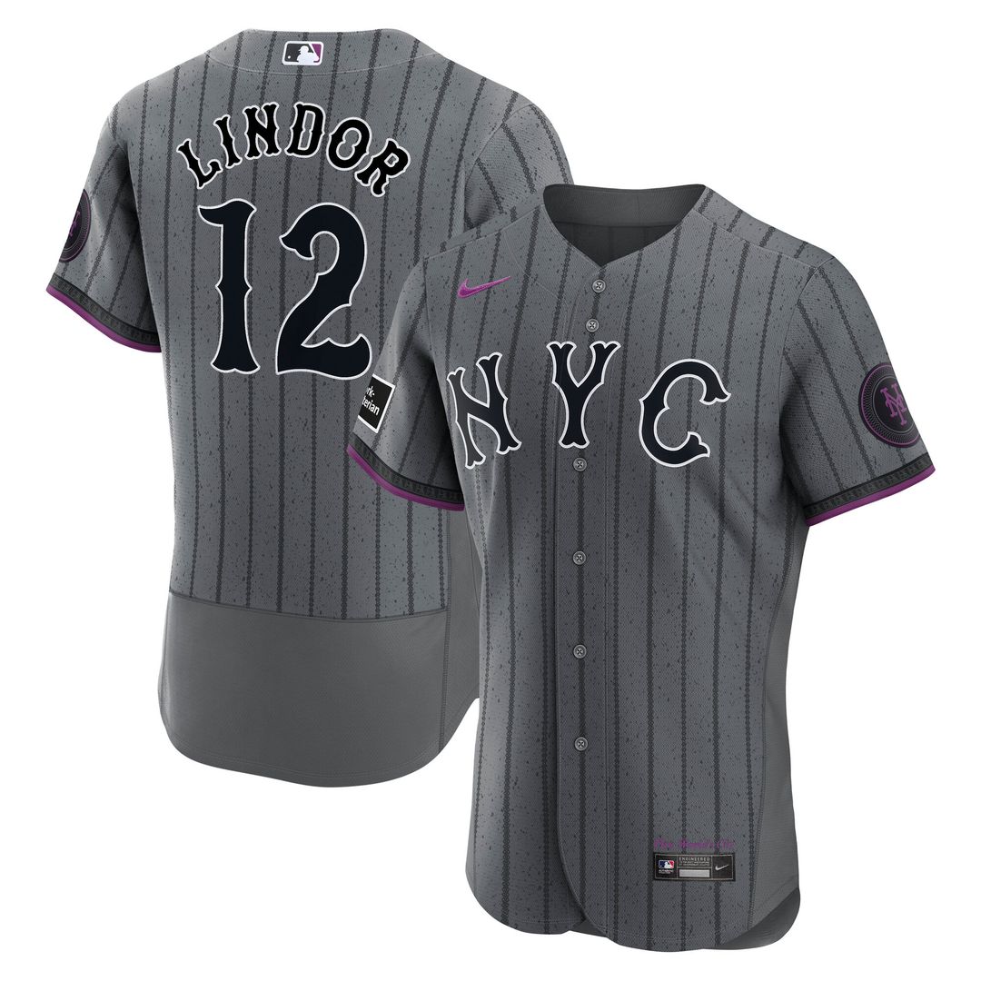 New York Mets Francisco Lindor Nike City Connect Authentic Sponsor Patch Jersey - Gray MLB Team Jersey Baseball Fan Apparel