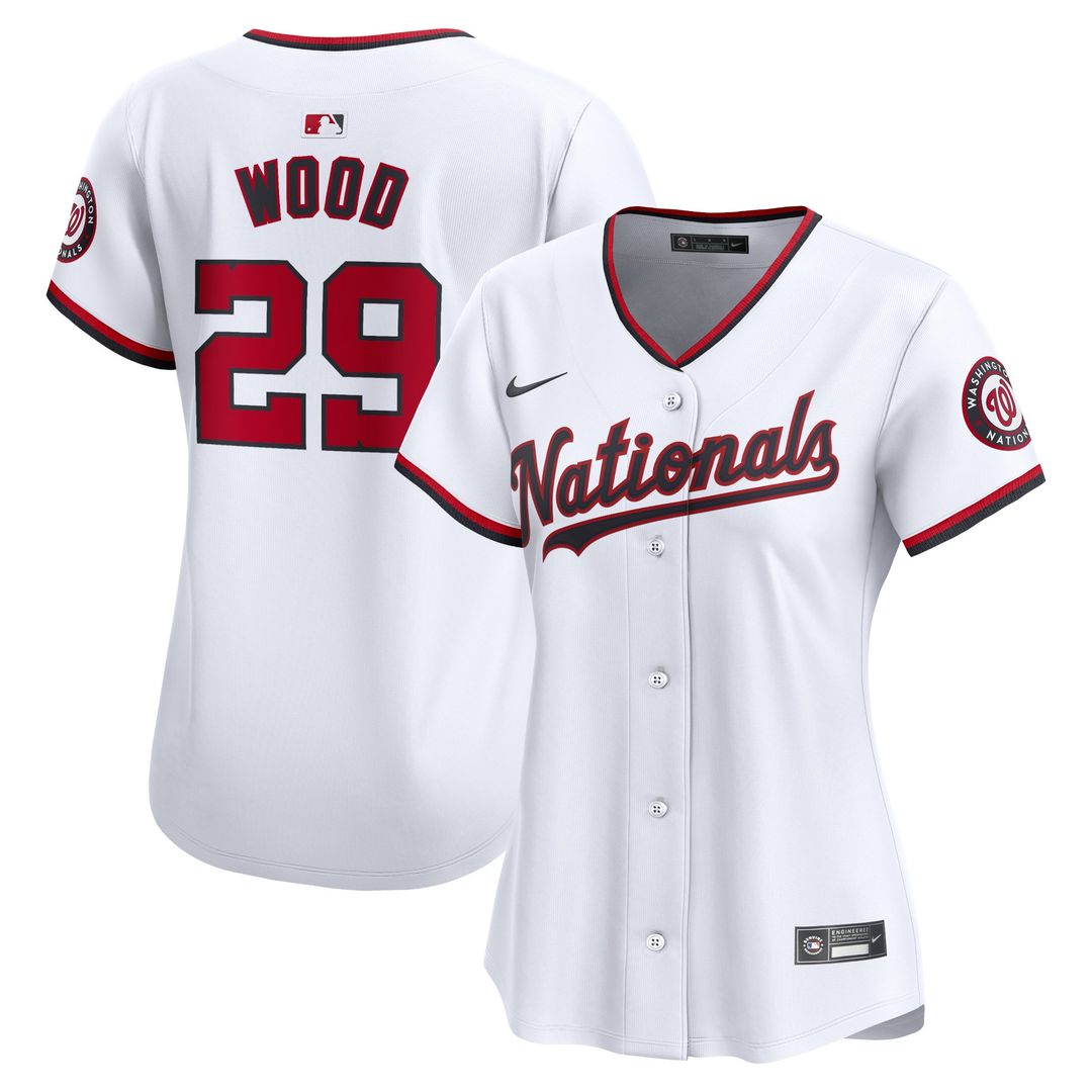 Washington Nationals James Wood Nike Women's Home Limited Player Jersey - White MLB Team Jersey Baseball Fan Apparel
