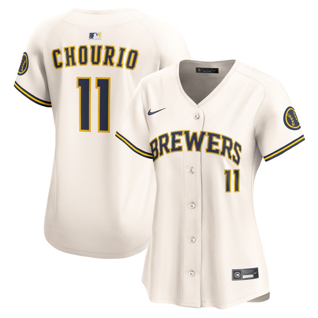 Milwaukee Brewers Jackson Chourio Nike Women's Home Limited Player Jersey - Cream MLB Team Jersey Baseball Fan Apparel