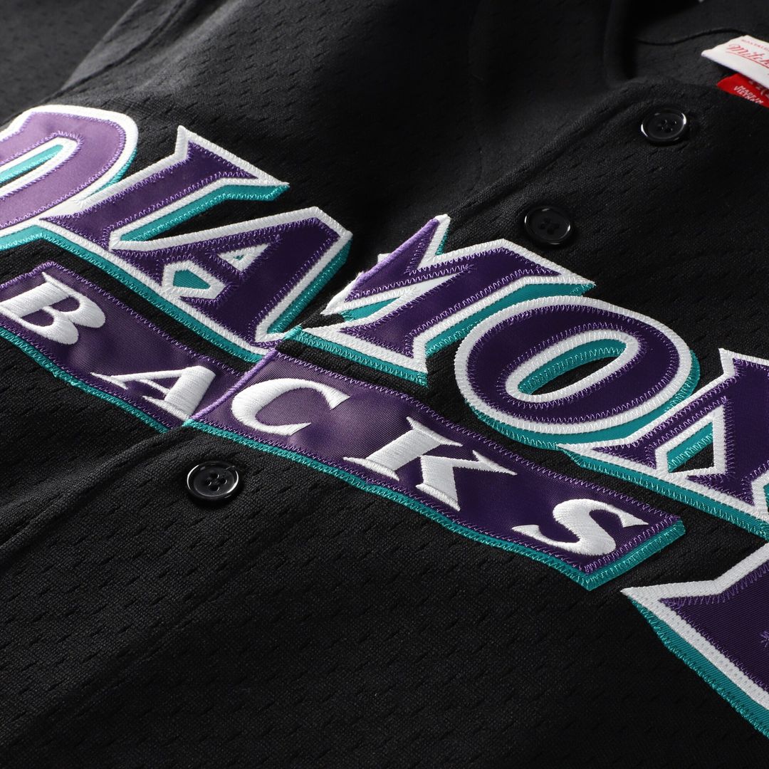 Arizona Diamondbacks Randy Johnson Mitchell & Ness Cooperstown Mesh Batting Practice Button - Up Jersey - Black MLB Team Jersey Baseball Fan Apparel