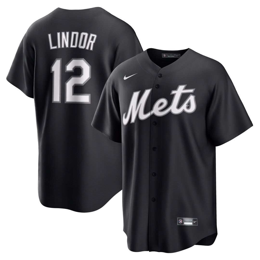 New York Mets Francisco Lindor Nike Replica Player Jersey - Black MLB Team Jersey Baseball Fan Apparel