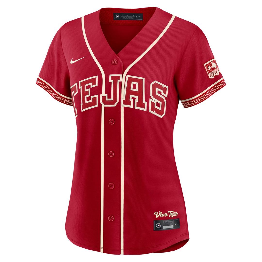 Texas Rangers Wyatt Langford Nike Women's 2026 City Connect Stadium Jersey - Red MLB Team Jersey Baseball Fan Apparel