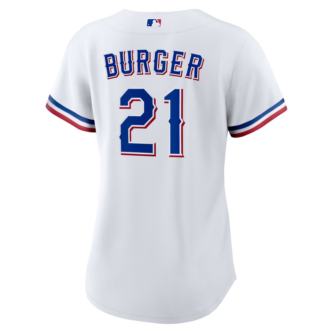 Texas Rangers Jake Burger Nike Women's Home Replica Jersey - White MLB Team Jersey Baseball Fan Apparel