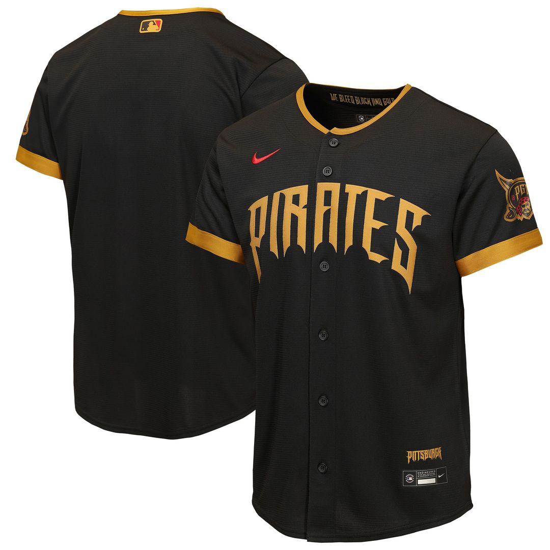 Pittsburgh Pirates Nike Youth 2026 City Connect Stadium Jersey - Black MLB Team Jersey Baseball Fan Apparel
