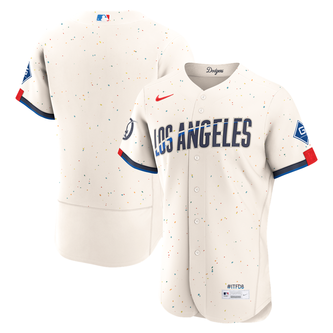Los Angeles Dodgers Nike City Connect Authentic Sponsor Patch Jersey - Cream MLB Team Jersey Baseball Fan Apparel