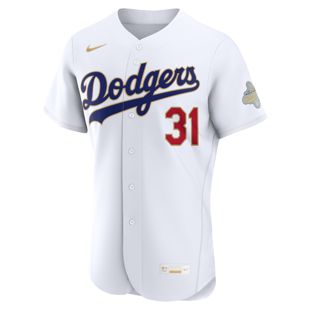 Los Angeles Dodgers Tyler Glasnow Nike 2026 Gold Collection Authentic Jersey - White MLB Team Jersey Baseball Fan Apparel