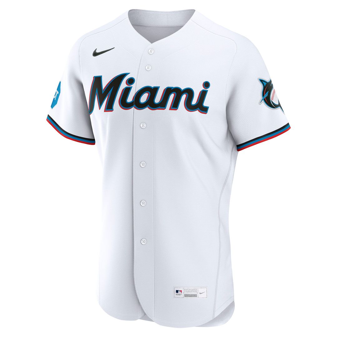 Miami Marlins Nike Home Authentic Jersey - White MLB Team Jersey Baseball Fan Apparel
