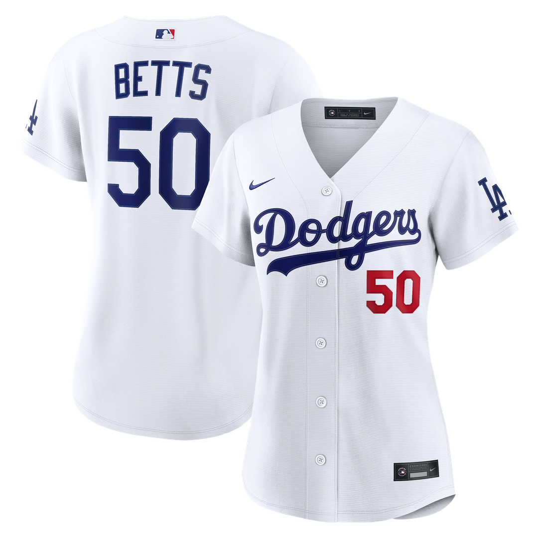 Los Angeles Dodgers Mookie Betts Nike Women's Home Stadium Jersey - White MLB Team Jersey Baseball Fan Apparel