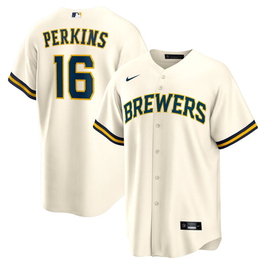 Milwaukee Brewers Blake Perkins Nike Home Replica Jersey - Cream MLB Team Jersey Baseball Fan Apparel