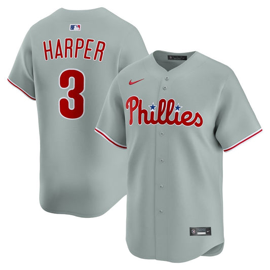 Philadelphia Phillies Bryce Harper Nike Road Limited Player Jersey - Gray MLB Team Jersey Baseball Fan Apparel