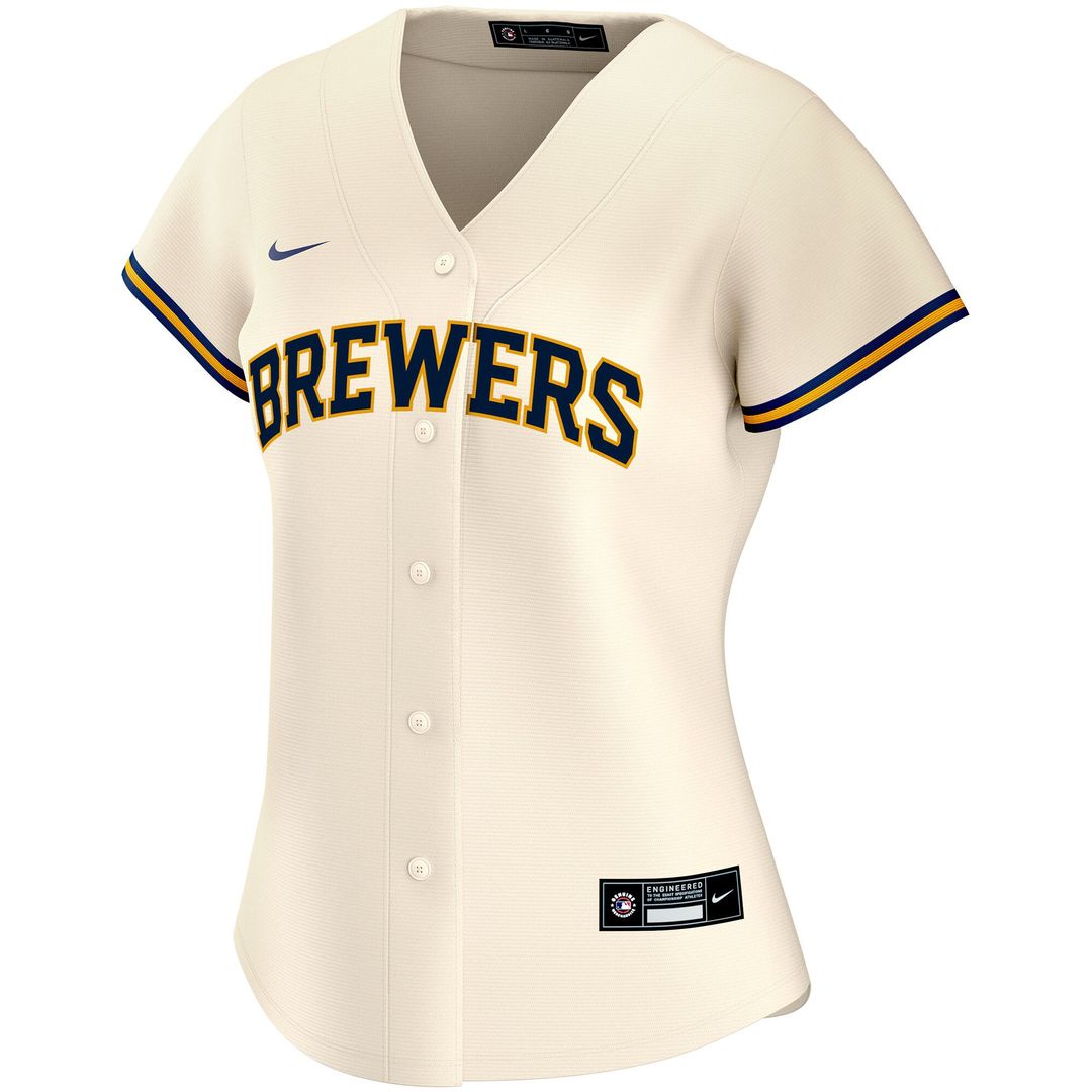 Milwaukee Brewers Nike Women's Home Replica Custom Jersey - Cream MLB Team Jersey Baseball Fan Apparel