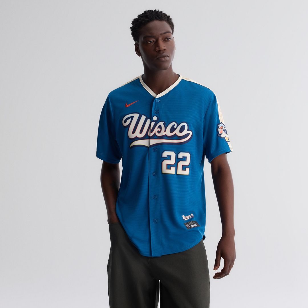 Milwaukee Brewers Christian Yelich Nike 2026 City Connect Stadium Jersey - Mineral Blue MLB Team Jersey Baseball Fan Apparel