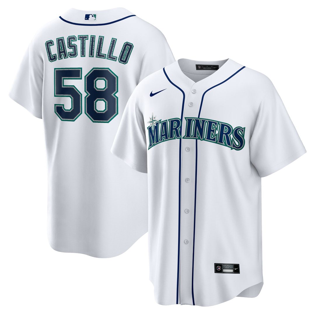 Seattle Mariners Luis Castillo Nike Home Replica Jersey - White MLB Team Jersey Baseball Fan Apparel