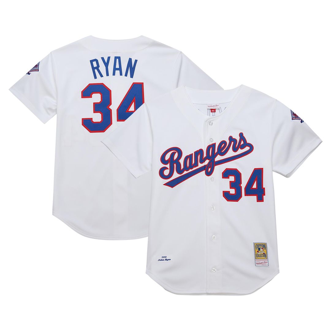 Texas Rangers Nolan Ryan Mitchell & Ness 1993 Cooperstown Authentic Jersey - White MLB Team Jersey Baseball Fan Apparel